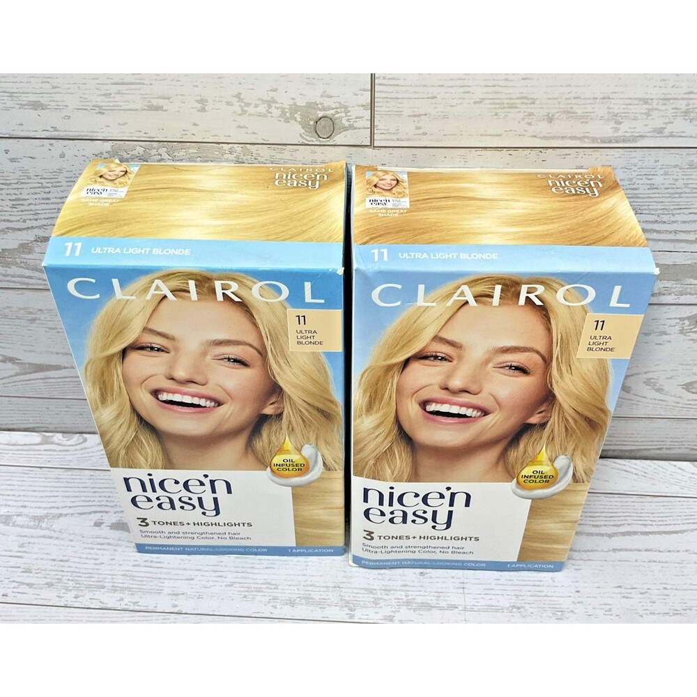 2 Pack Clairol Nice 'n Easy Permanent Hair Dye 11 Ultra Light Blonde